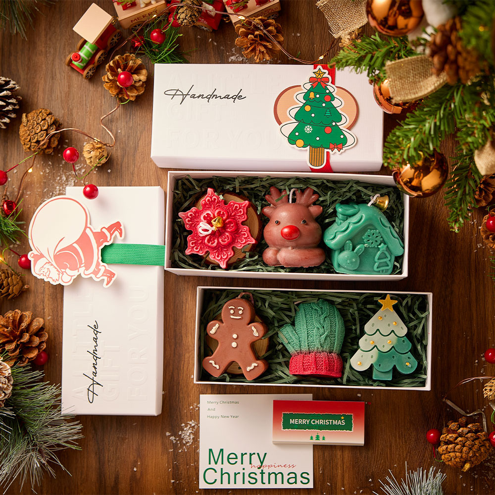 Xmas Home Fragrance - クリスマス手作りアロマキャンドルギフトセット、ツリーグローブの香りのキャンドル、クリスマスホームデコレーション、お祝いのギフト