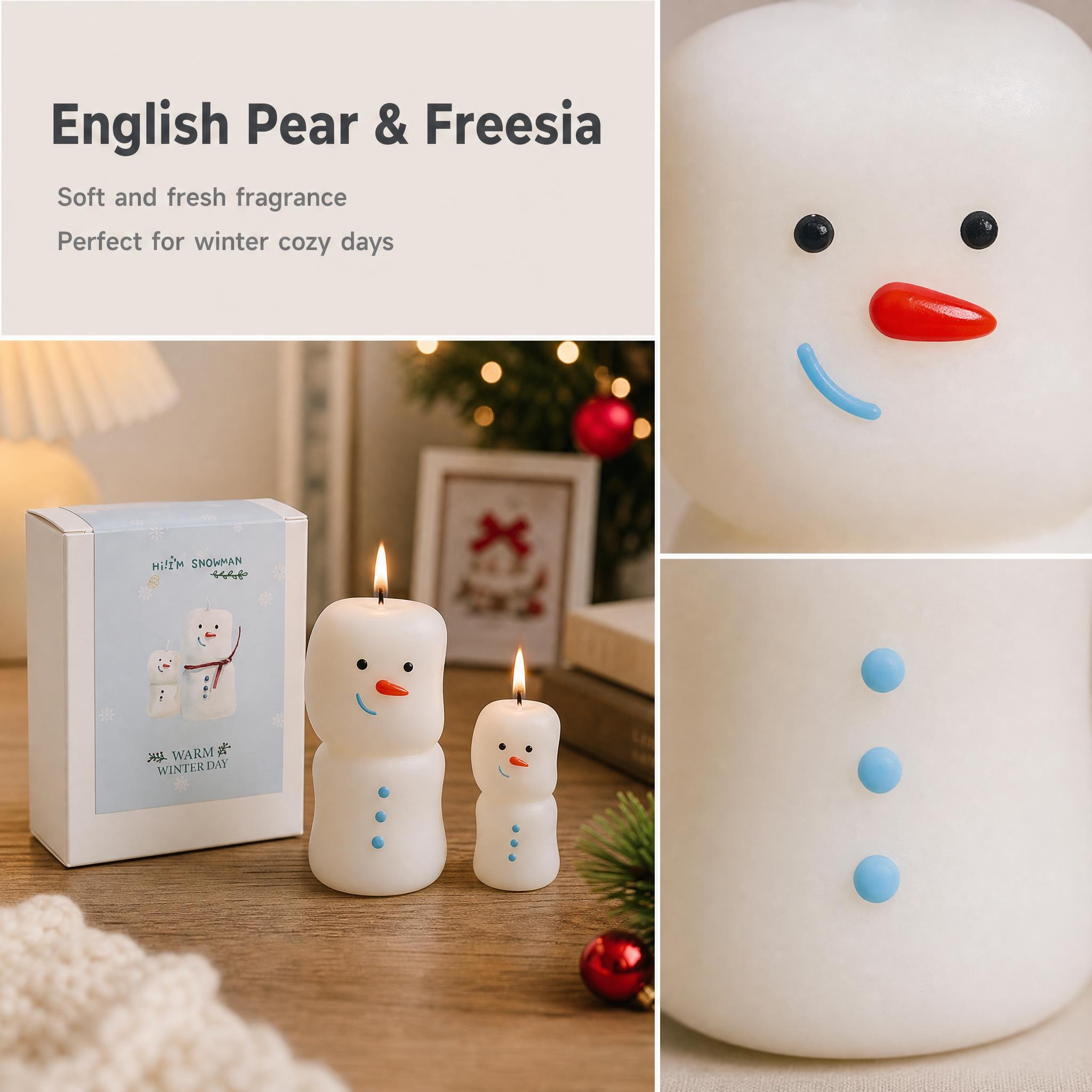 かわいらしい雪だるまのクリスマスアロマキャンドルセット。イン - Xmas Home Fragrance のレビューと価格